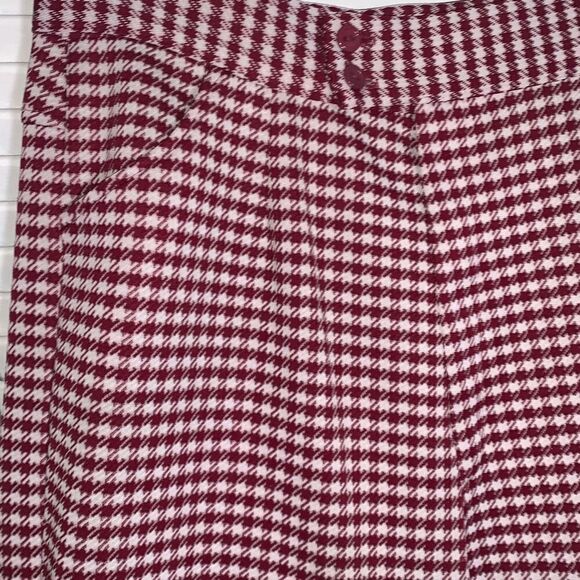 Vintage 60’s 70’s Maroon Gingham High Waist Wide Flare Trousers Medium - Picture 8 of 13